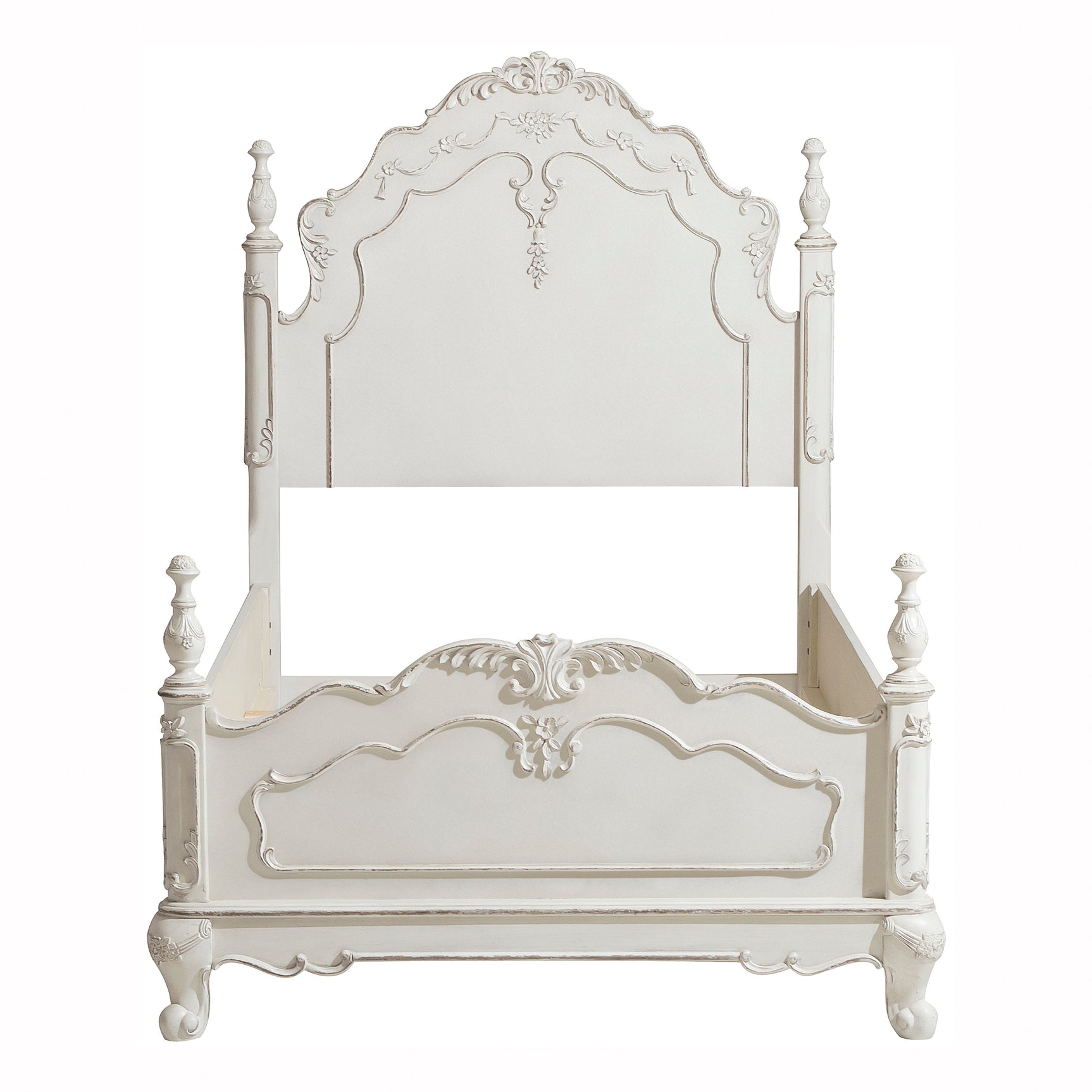Cinderella Antique White Twin Panel Bed - Ornate Home