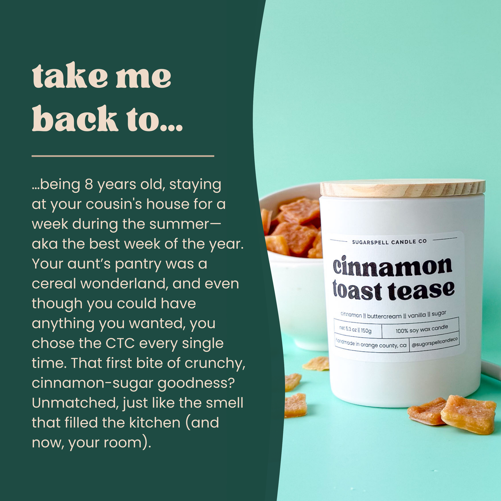 Cinnamon Toast Tease 5.3oz Soy Candle - Ornate Home