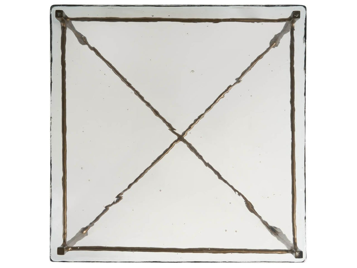 Cirrus Antique Brass/Cast Glass 36" Square Aluminum Base Cocktail Table - Ornate Home
