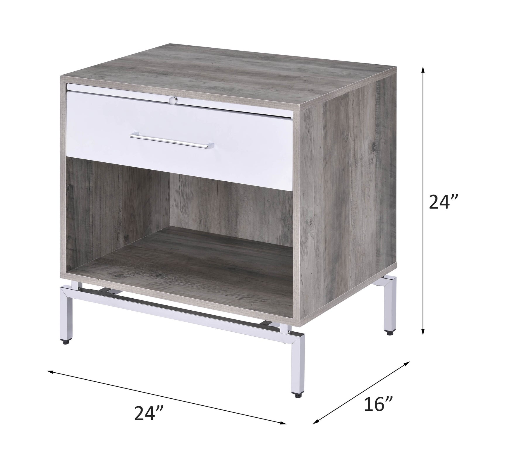Cistus Weathered Gray Oak & White Accent Table - Ornate Home