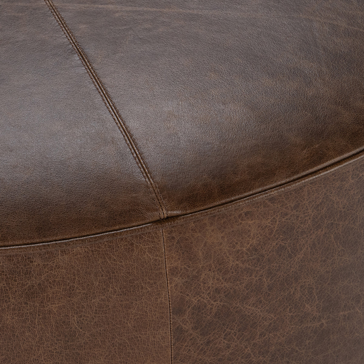 Clair Cocoa Brown 40x40 Round Ottoman - Ornate Home