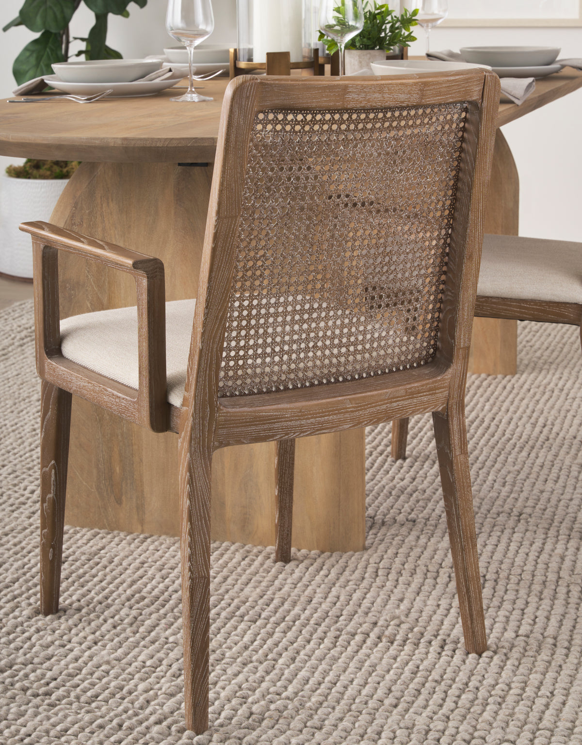 Clara Cream/Light Brown Cane Back Dining Side Chair - Ornate Home