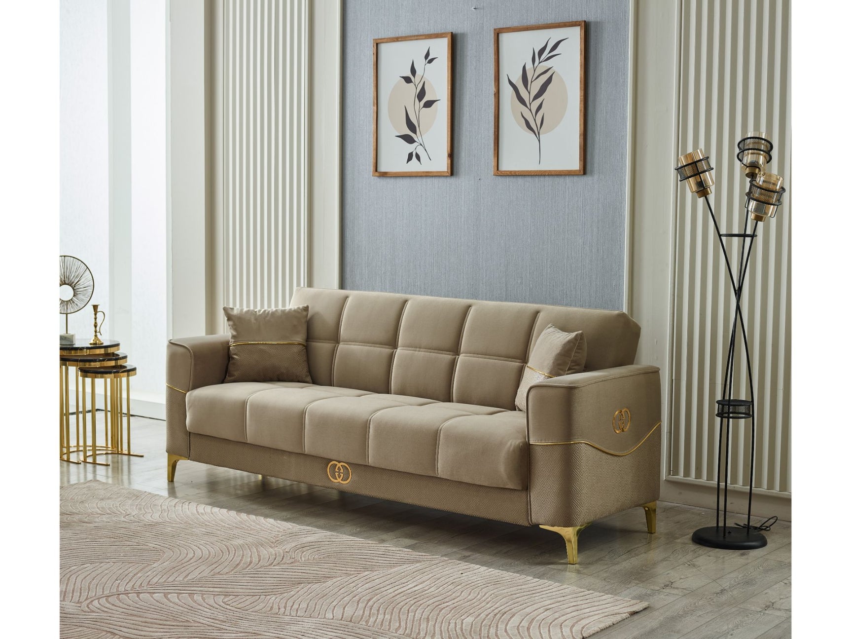 Clara Beige Convertible Sofa