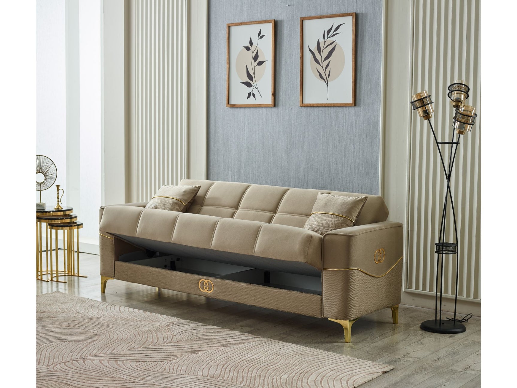 Clara Beige Convertible Sofa
