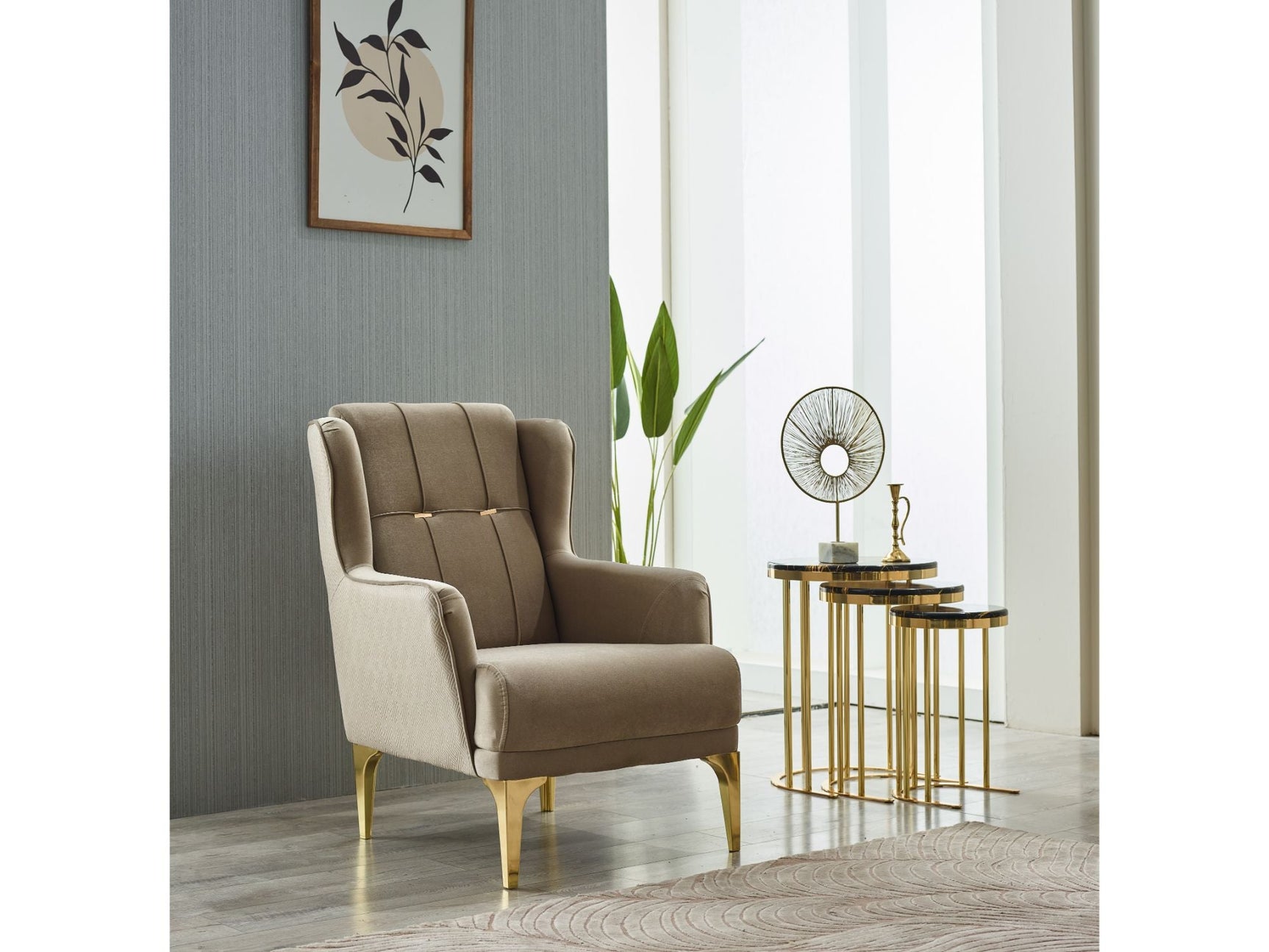 Clara Beige 3-pieces (Sofa & Loveseat & Chair) Living Room Set