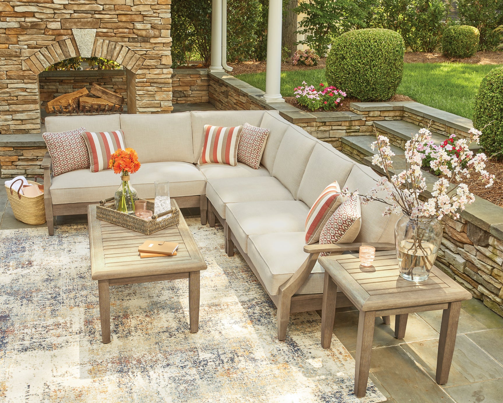 Clare View Beige 4-Piece Outdoor Sectional - Ornate Home