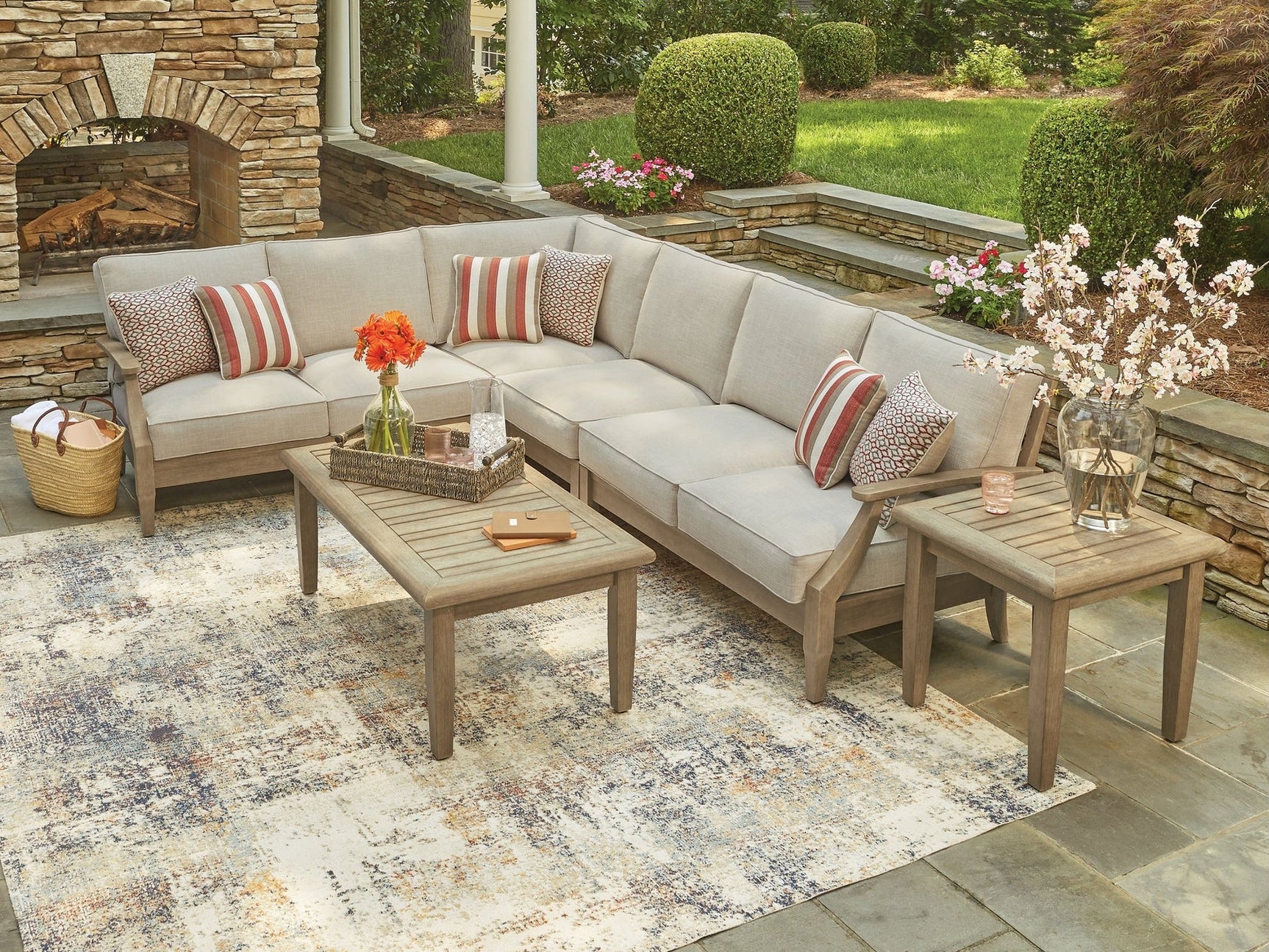 Clare View Beige 4-Piece Outdoor Sectional - Ornate Home