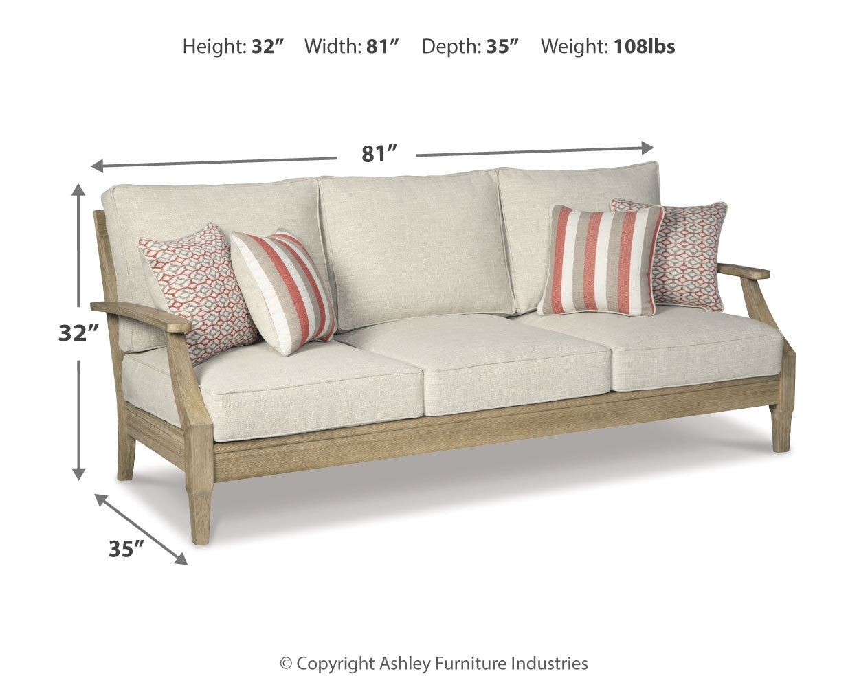 Clare View Beige Outdoor Sofa, Loveseat and Lounge Chair - Ornate Home