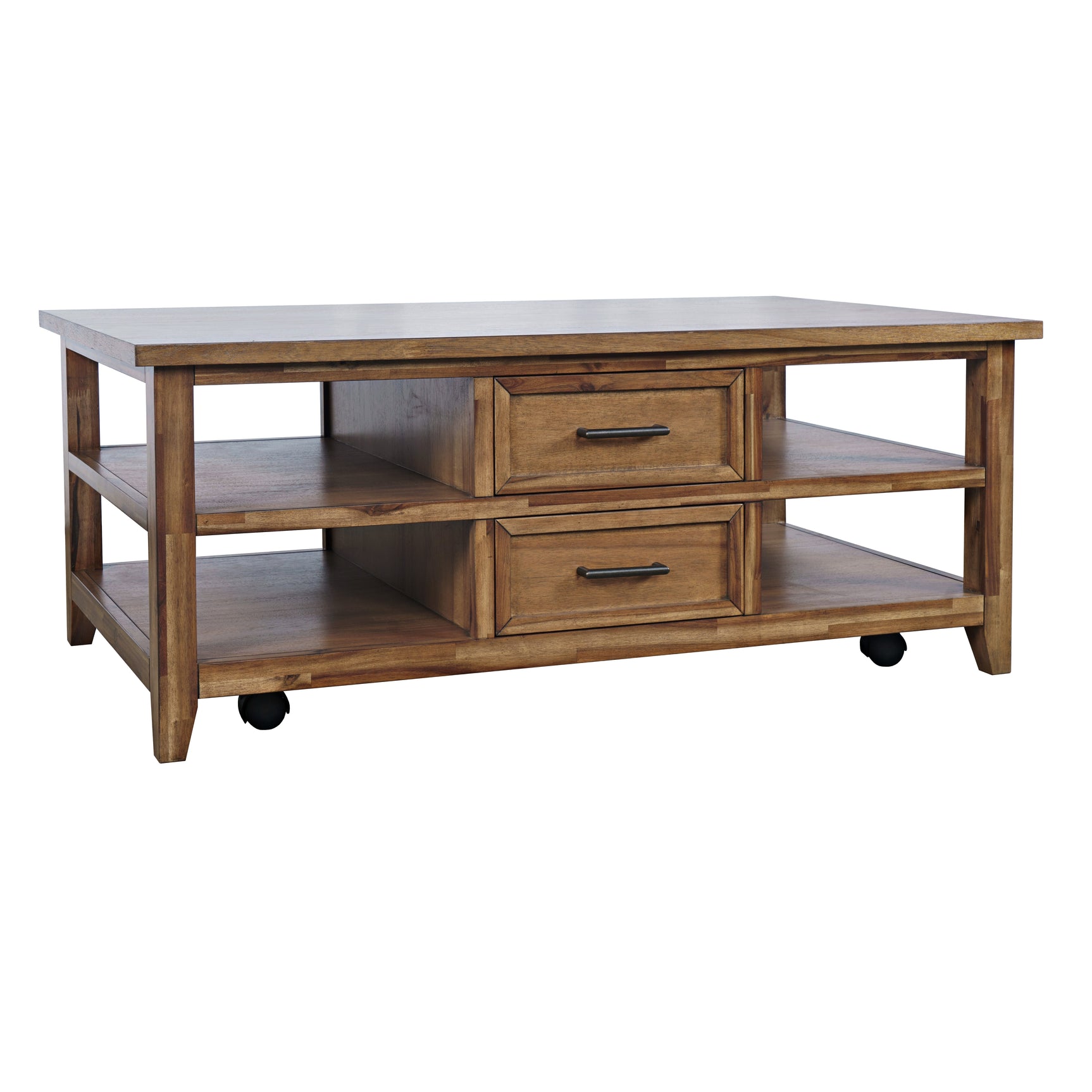 Claremont Light Brown Castered Storage Cocktail Table - Ornate Home