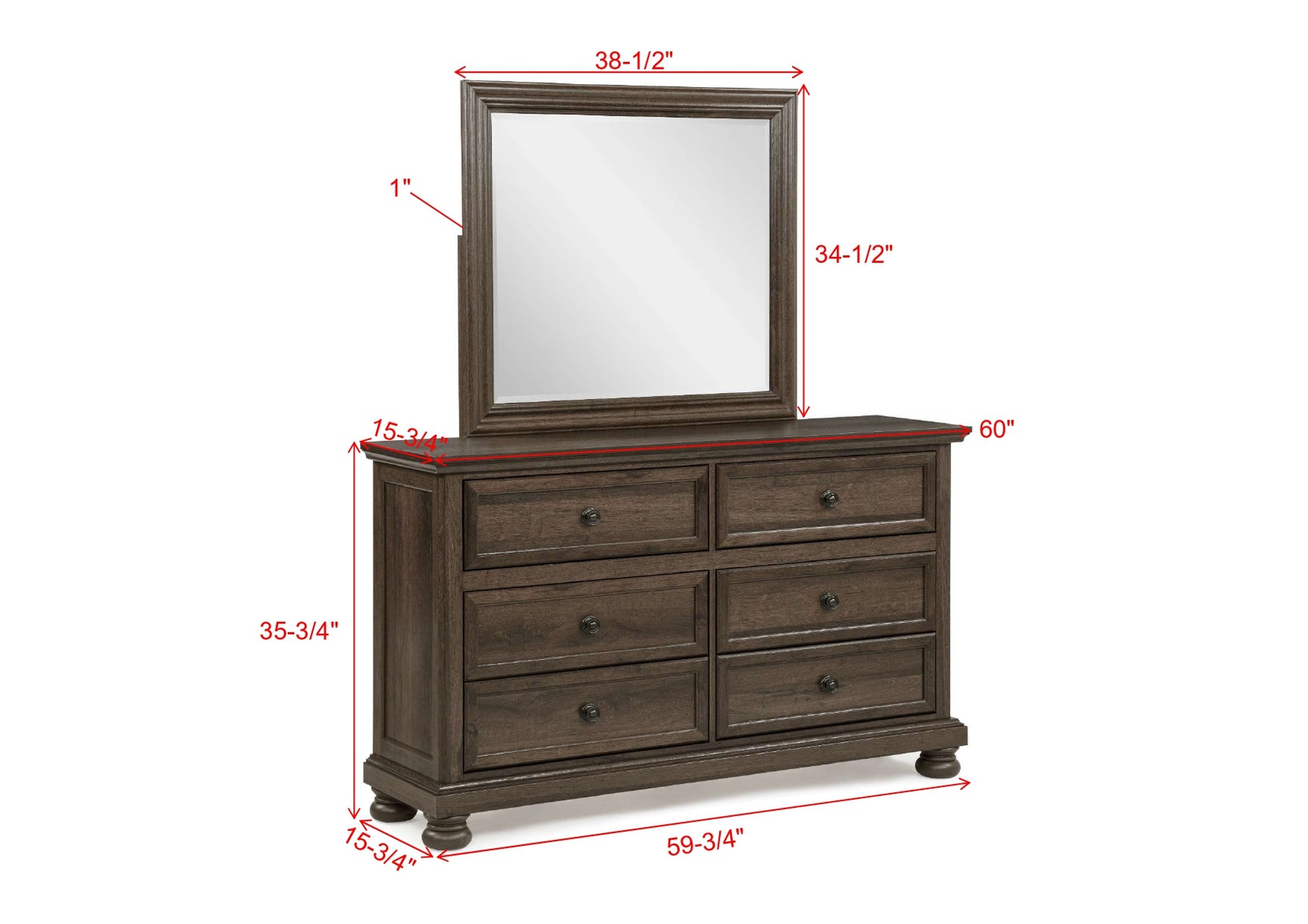 Claribelle Brown Dresser and Mirror - Ornate Home