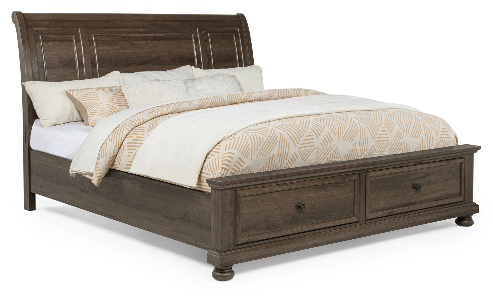 Claribelle Brown King Storage Sleigh Bed - Ornate Home