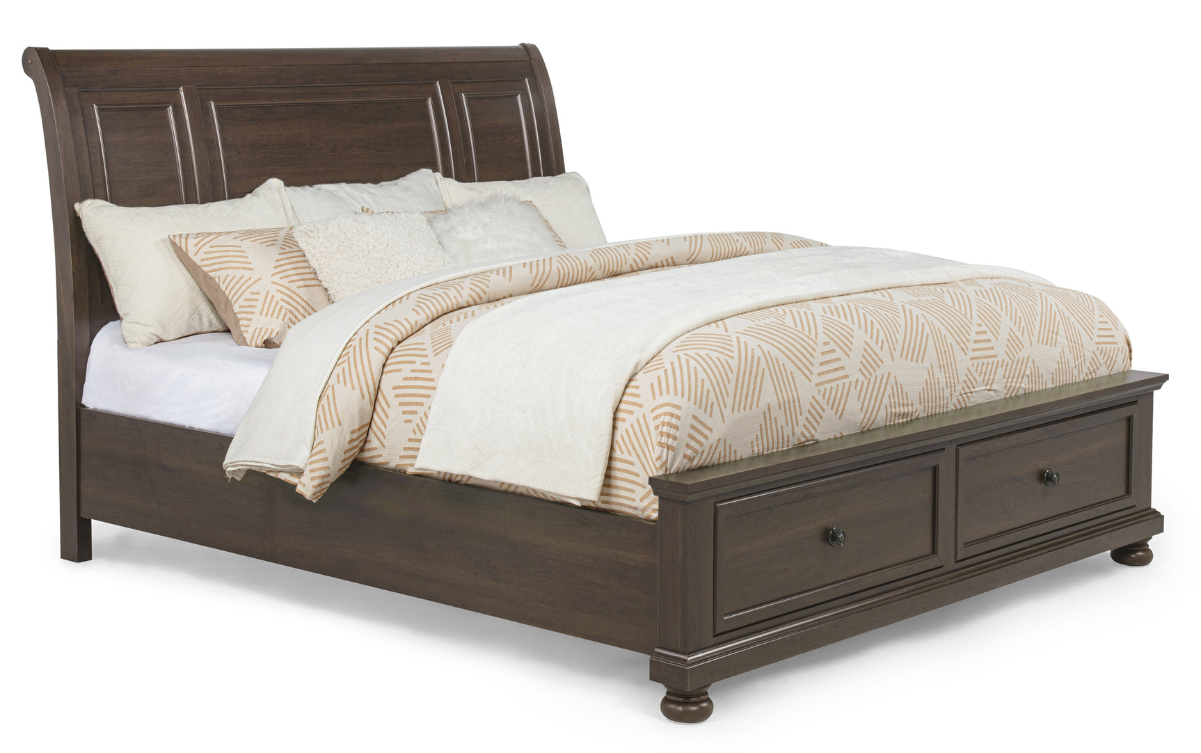 Claribelle Brown Queen Storage Sleigh Bed - Ornate Home