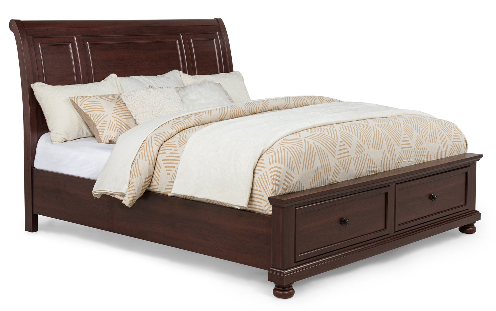 Claribelle Cherry King Storage Sleigh Bed - Ornate Home