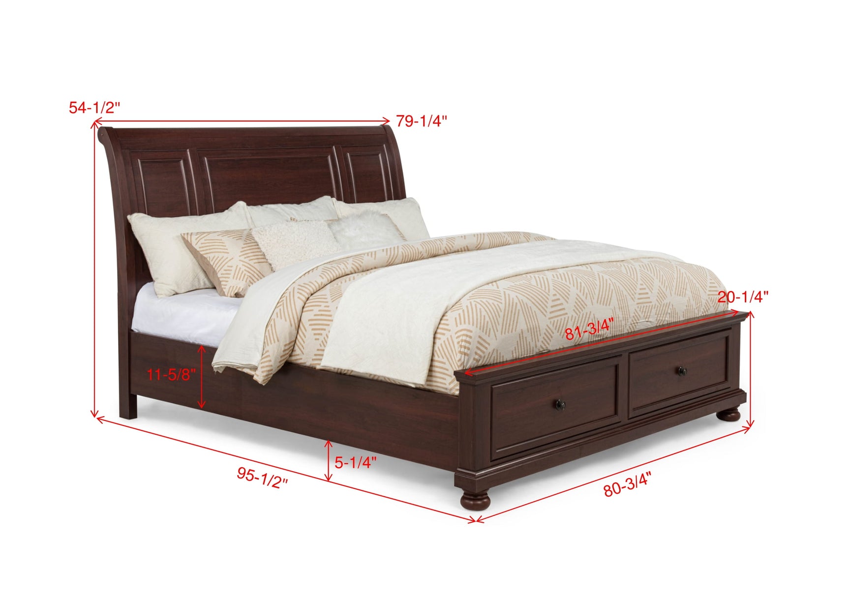 Claribelle Cherry Storage Sleigh Bedroom Set - Ornate Home