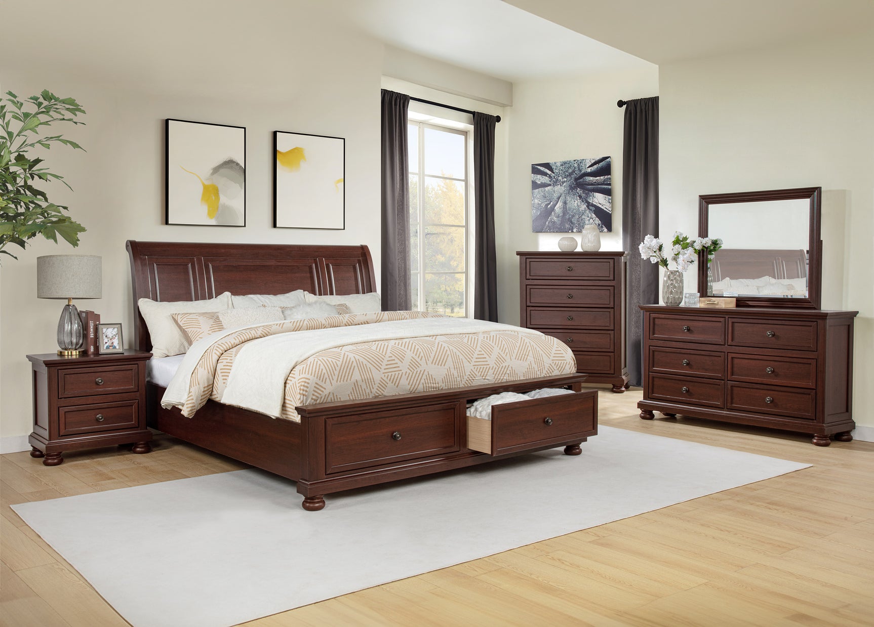 Claribelle Dark Walnut Nightstand - Ornate Home
