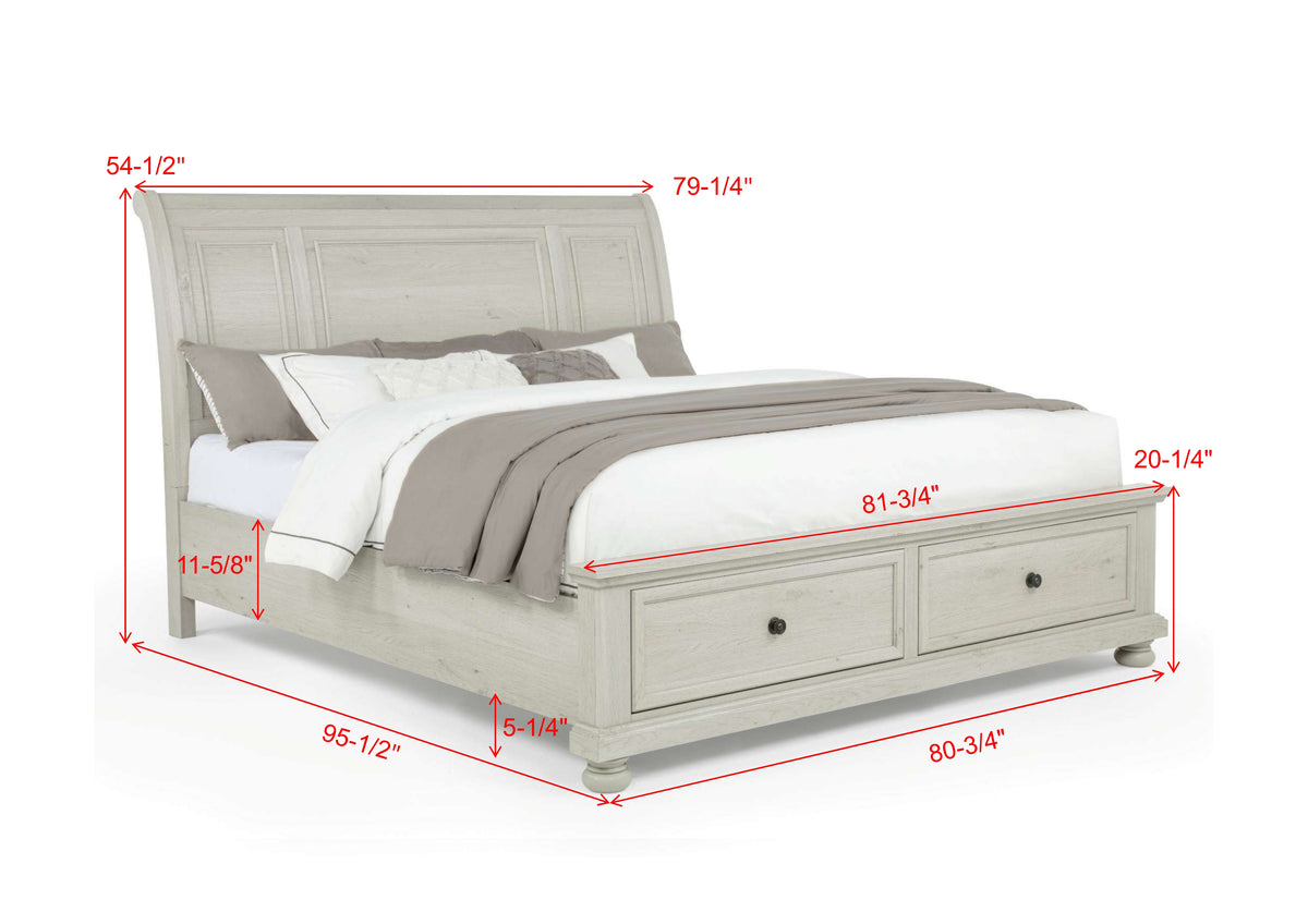 Claribelle White King Sleigh Bed with Storage Footboard - Ornate Home