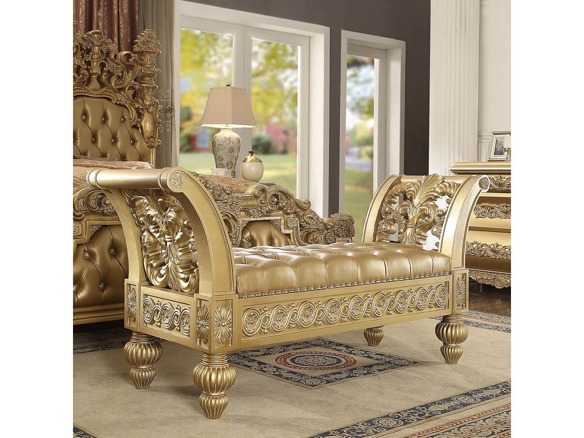 Clarissa Bright Gold Bench / HD-8016 - Ornate Home