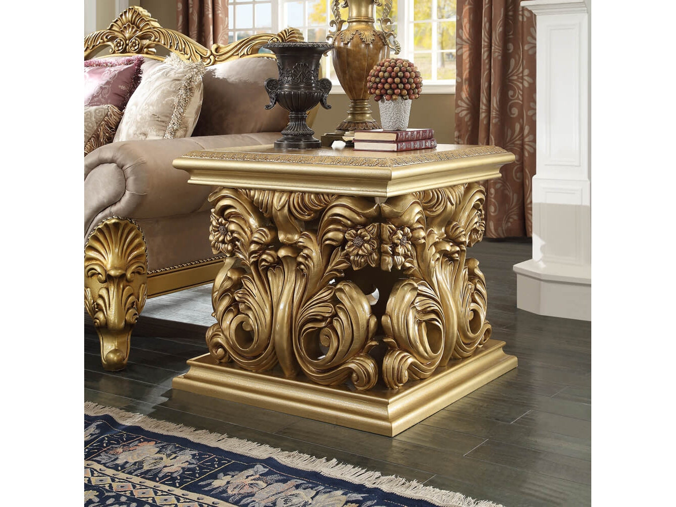 Clarissa Bright Gold End Table / HD-8016 - Ornate Home