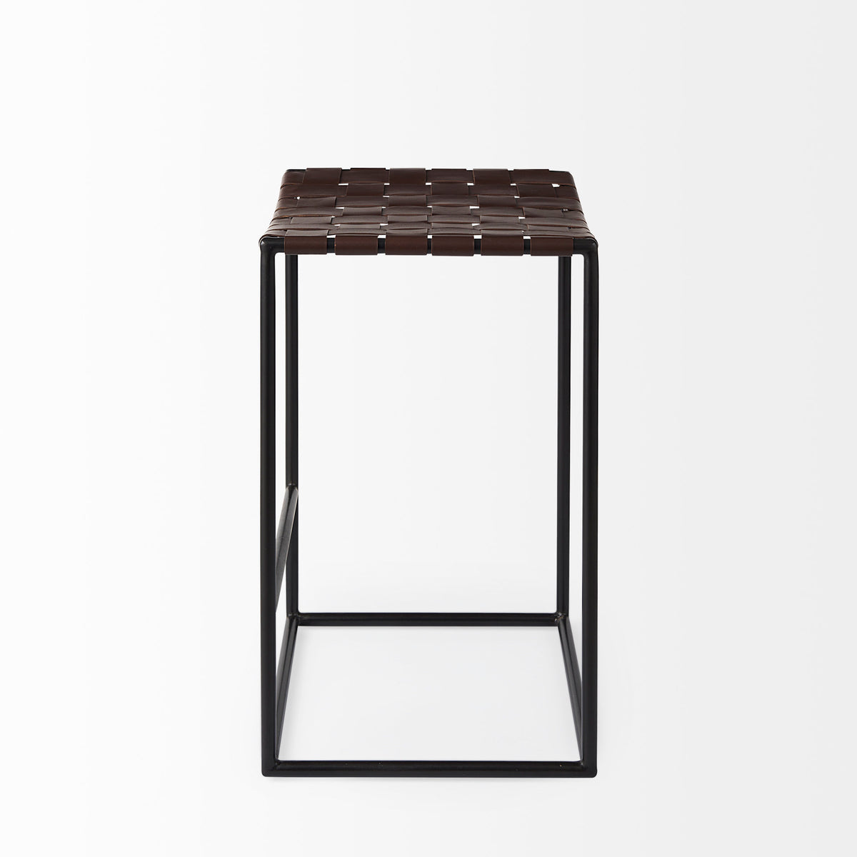 Clarissa Dark Brown/Black Woven Leather Seat Counter Stool - Ornate Home