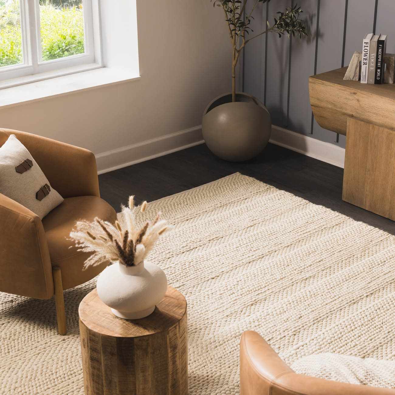 Clarke Beige Textured Wool Rug - Ornate Home