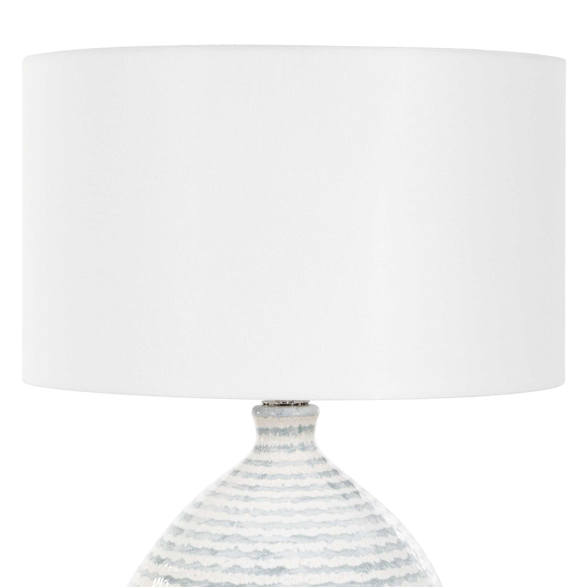 Clary Gray/White Horizontally Striped Table Lamp - Ornate Home