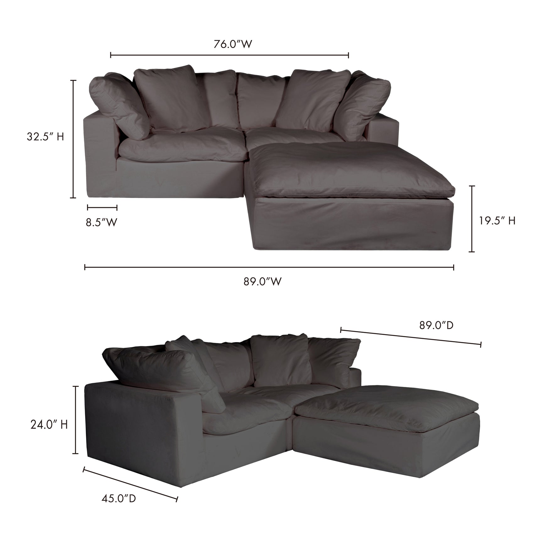 Clay Light Grey Nook Modular Sectional - Ornate Home