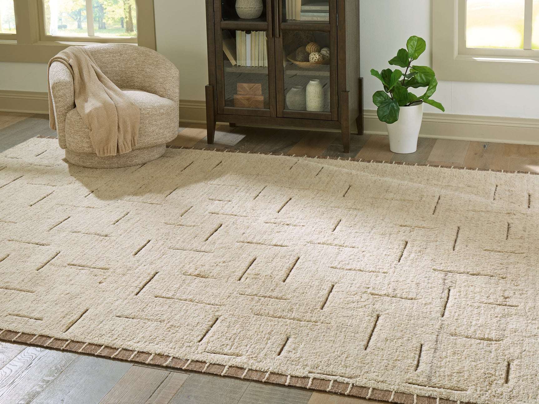 Clayman Beige/Brown Extra Large Rug - Ornate Home