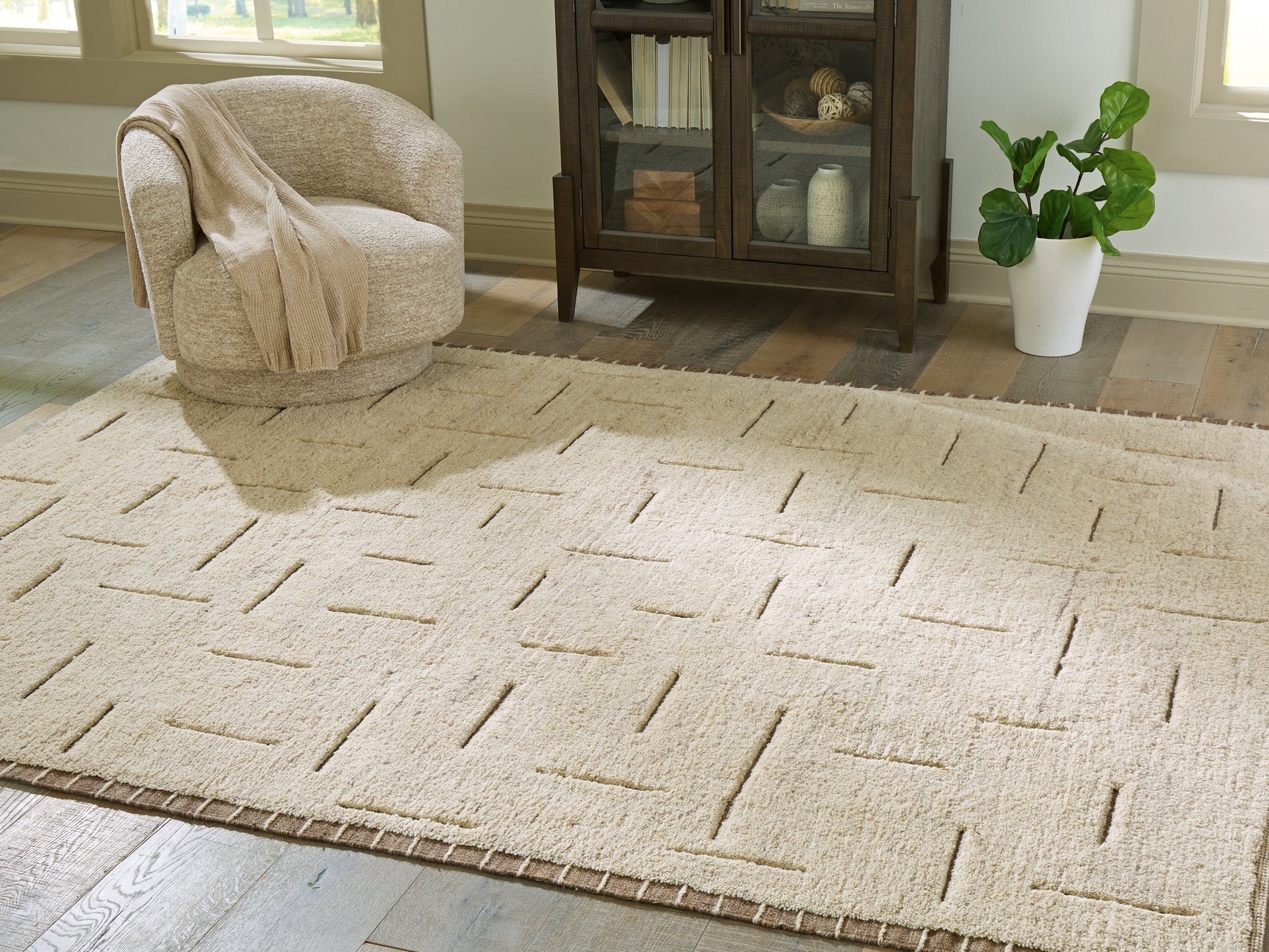 Clayman Beige/Brown Large Rug - Ornate Home