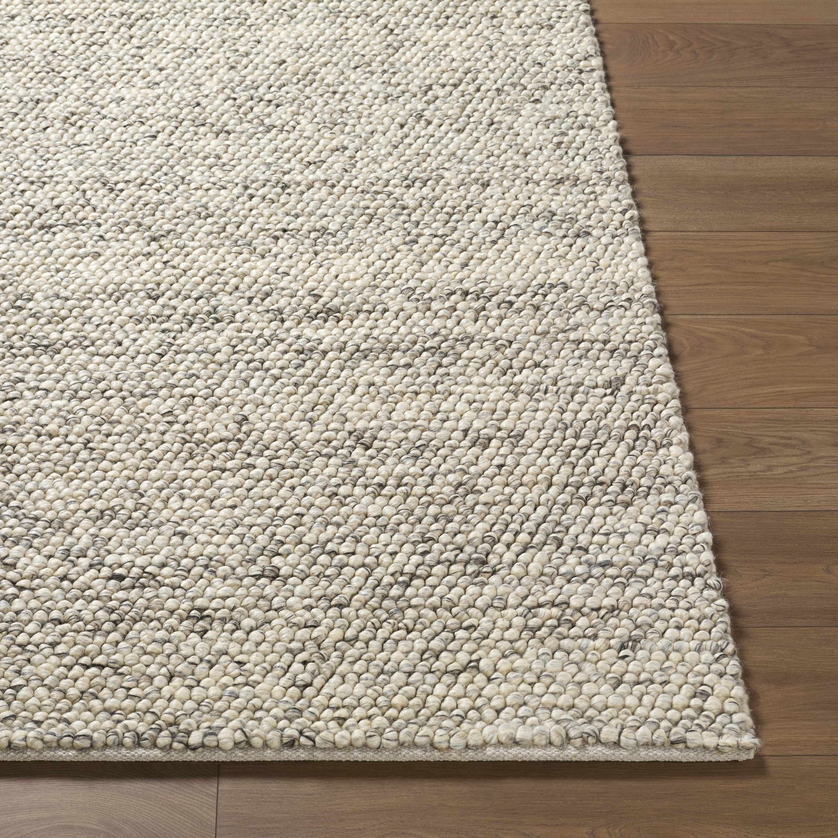 Clayne Beige & Charcoal Premium Wool Area Rug - Ornate Home