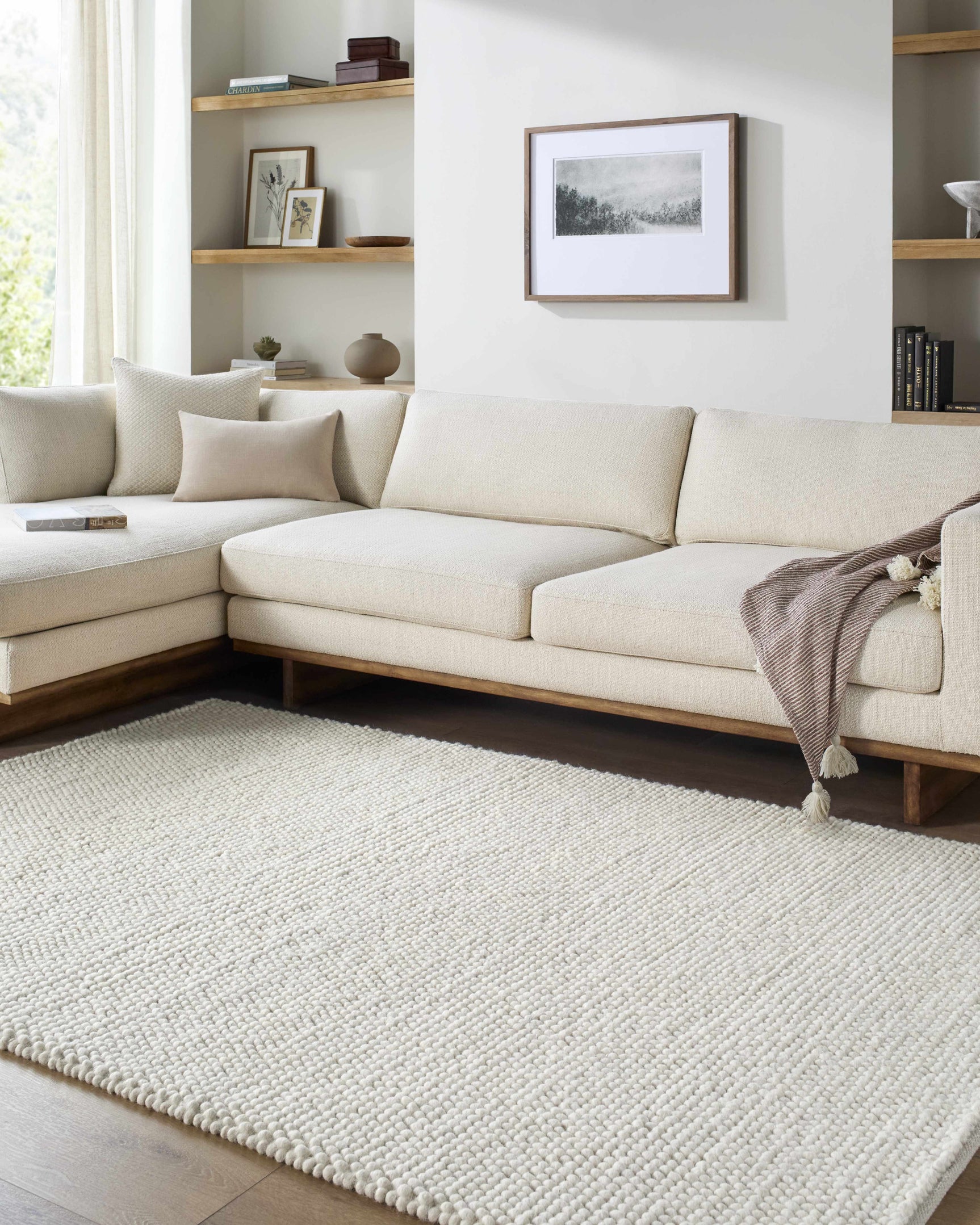 Clayne Beige Premium Wool Area Rug - Ornate Home