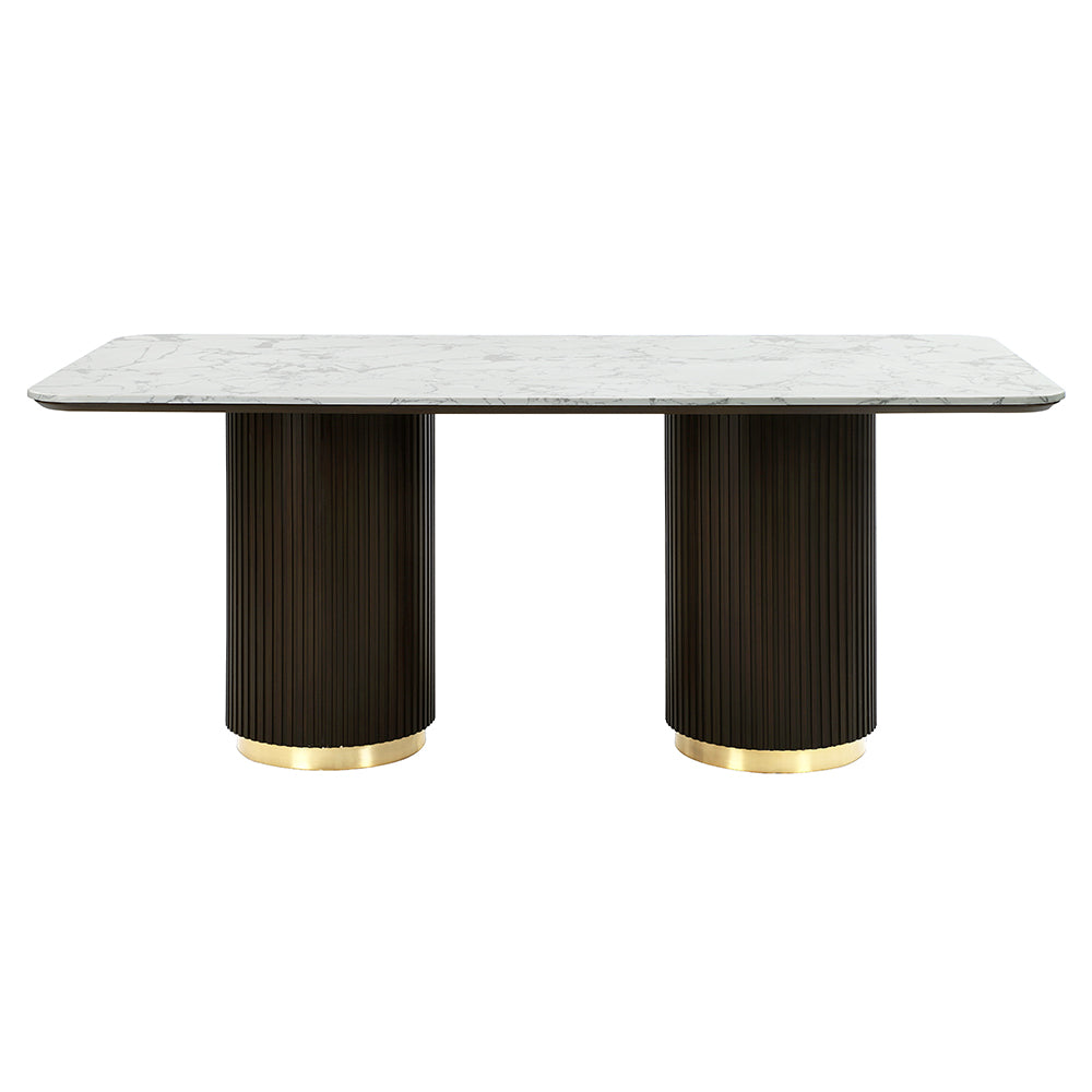 Clayten White/Espresso Dining Table w/ Natural Marble Top - Ornate Home