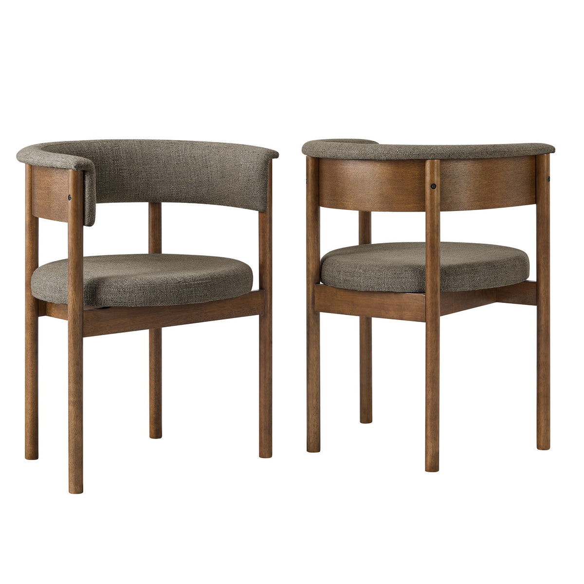 Clea Taupe Curved Upholstered Dining Chairs (Set of 2) - Ornate Home