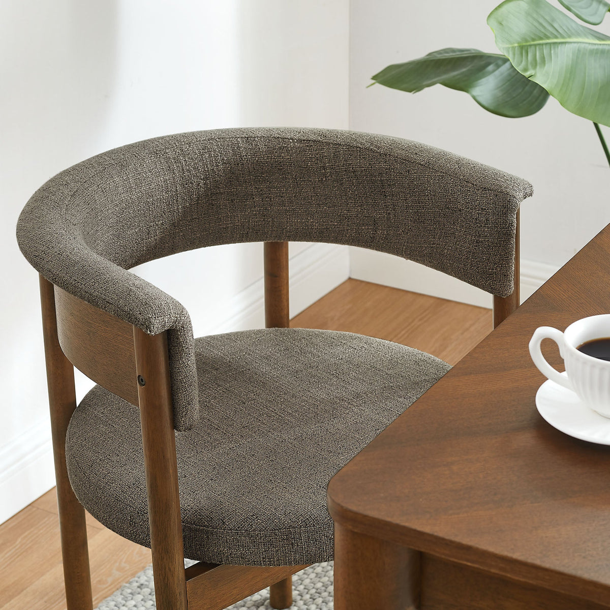 Clea Taupe Curved Upholstered Dining Chairs (Set of 2) - Ornate Home