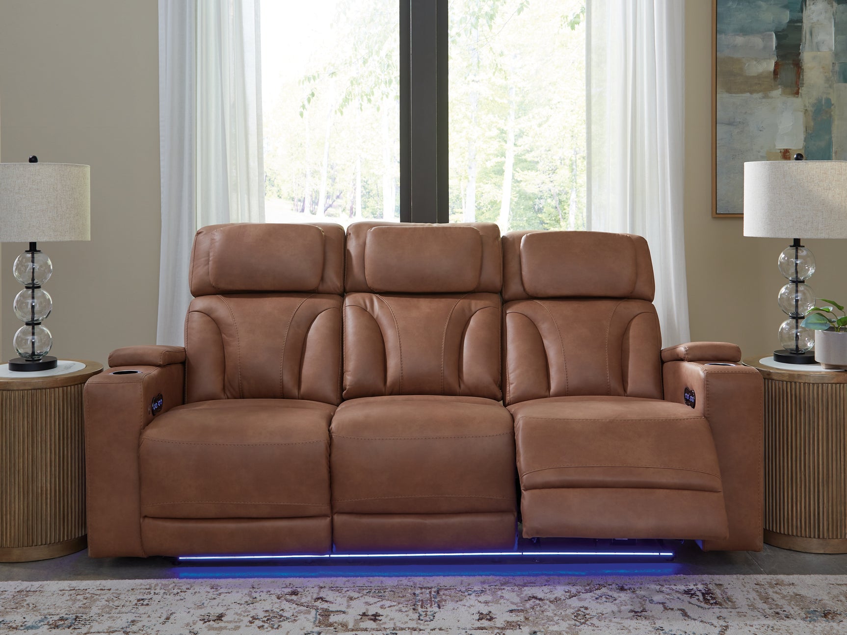 Clean-Slate Caramel Power Reclining Sofa - Ornate Home