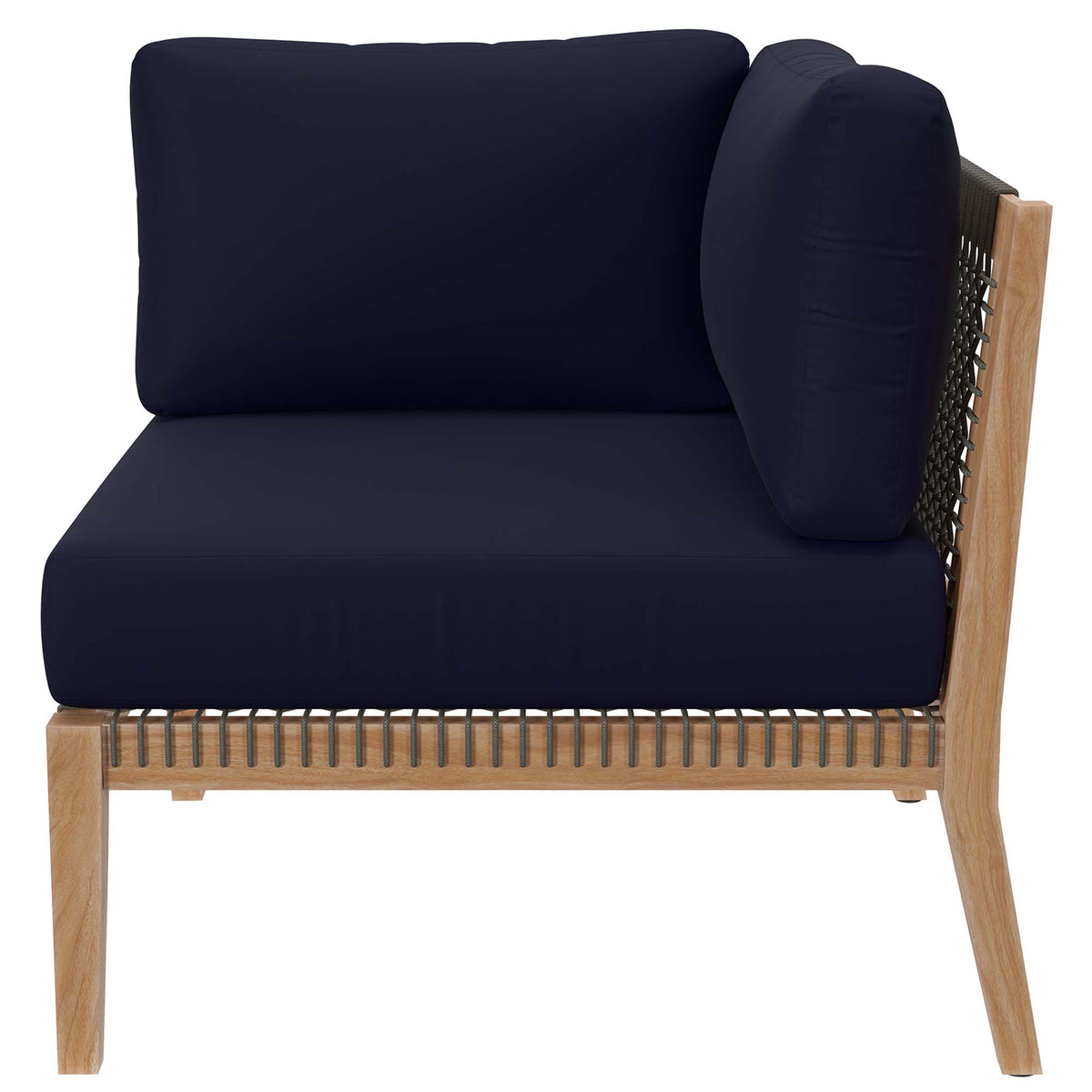 Clearwater Gray/Navy Outdoor Patio Teak Wood Sofa - Ornate Home