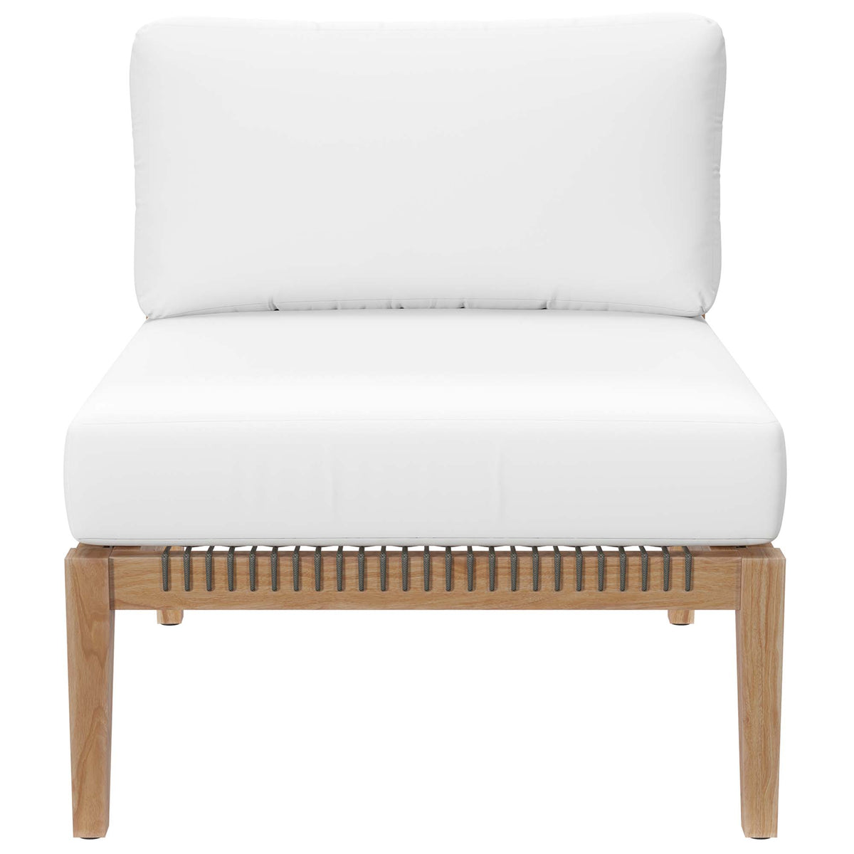 Clearwater Gray/White 5-Piece Outdoor Patio Teak Wood Sectional Sofa - Ornate Home