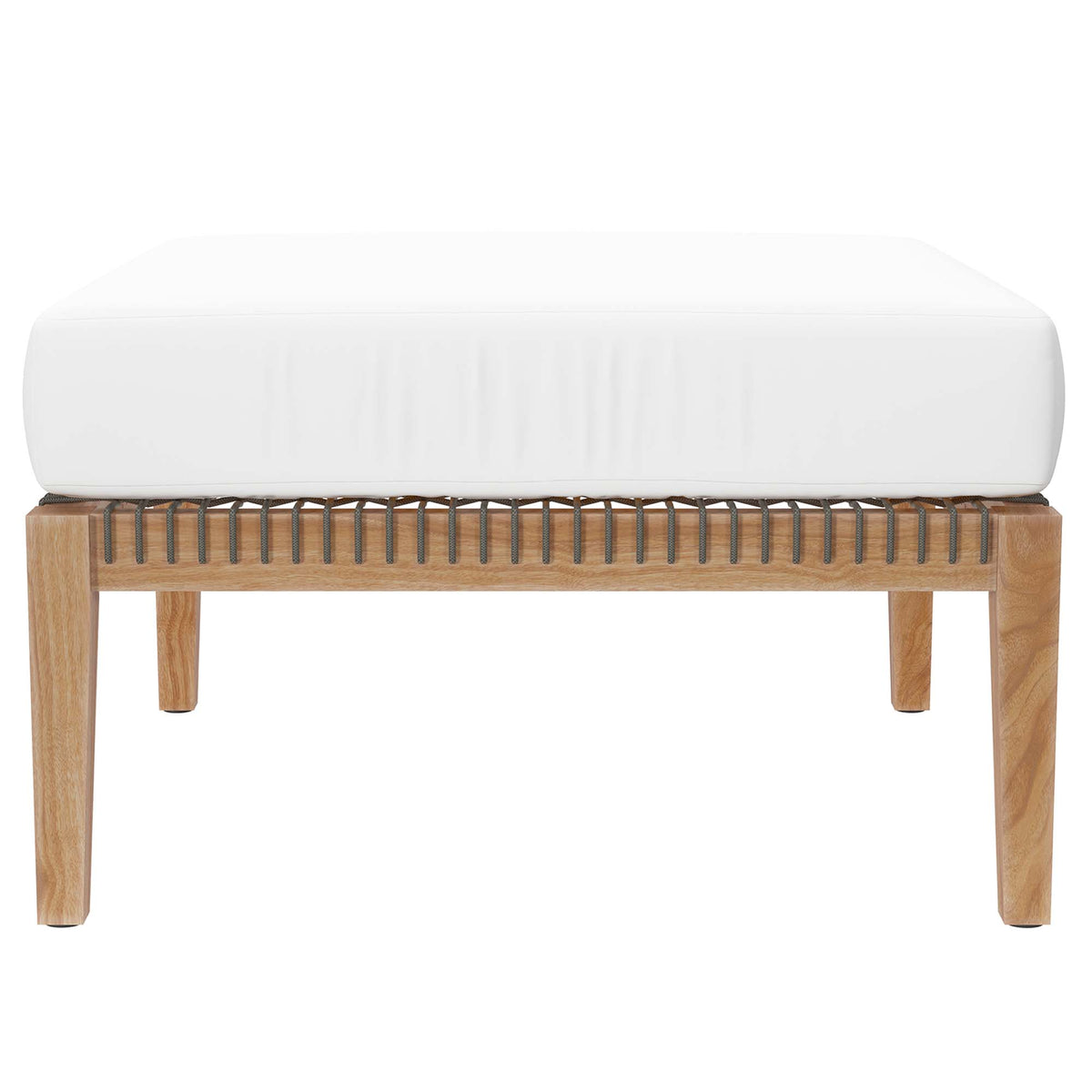 Clearwater Gray/White Outdoor Patio Teak Wood Ottoman - Ornate Home