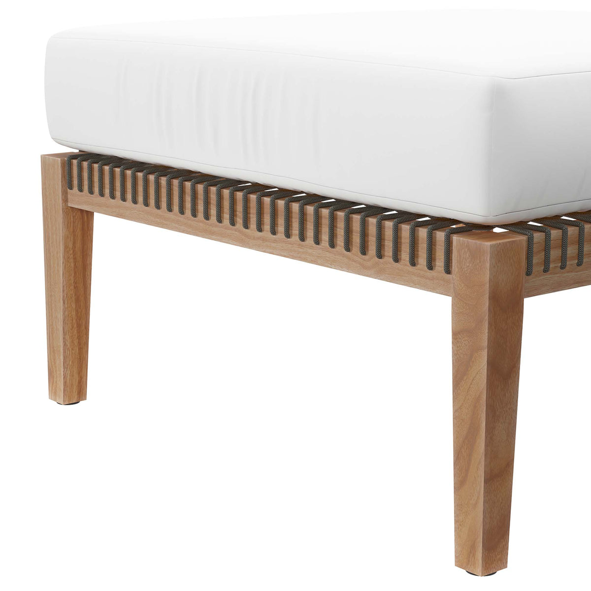 Clearwater Gray/White Outdoor Patio Teak Wood Ottoman - Ornate Home