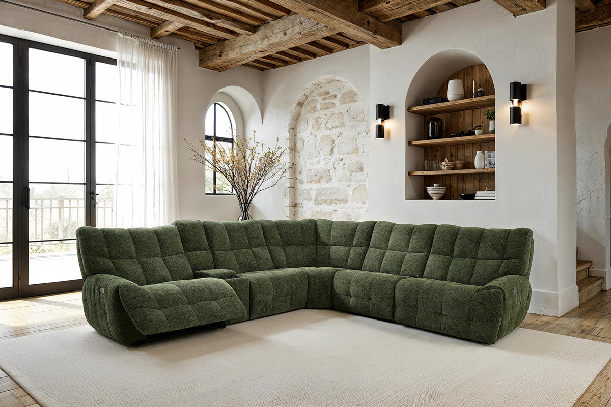 Clemens Jade Green Power Sectional - Ornate Home