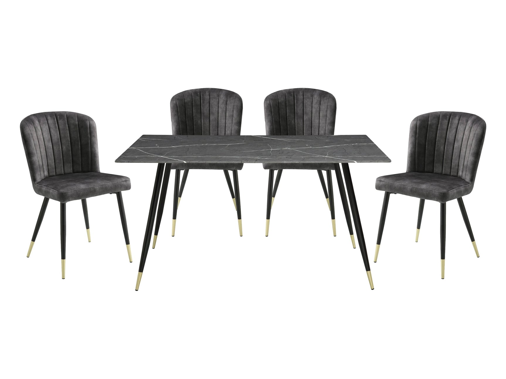 Clemente Gray/Charcoal/Black 5-Piece Dining Table Set - Ornate Home