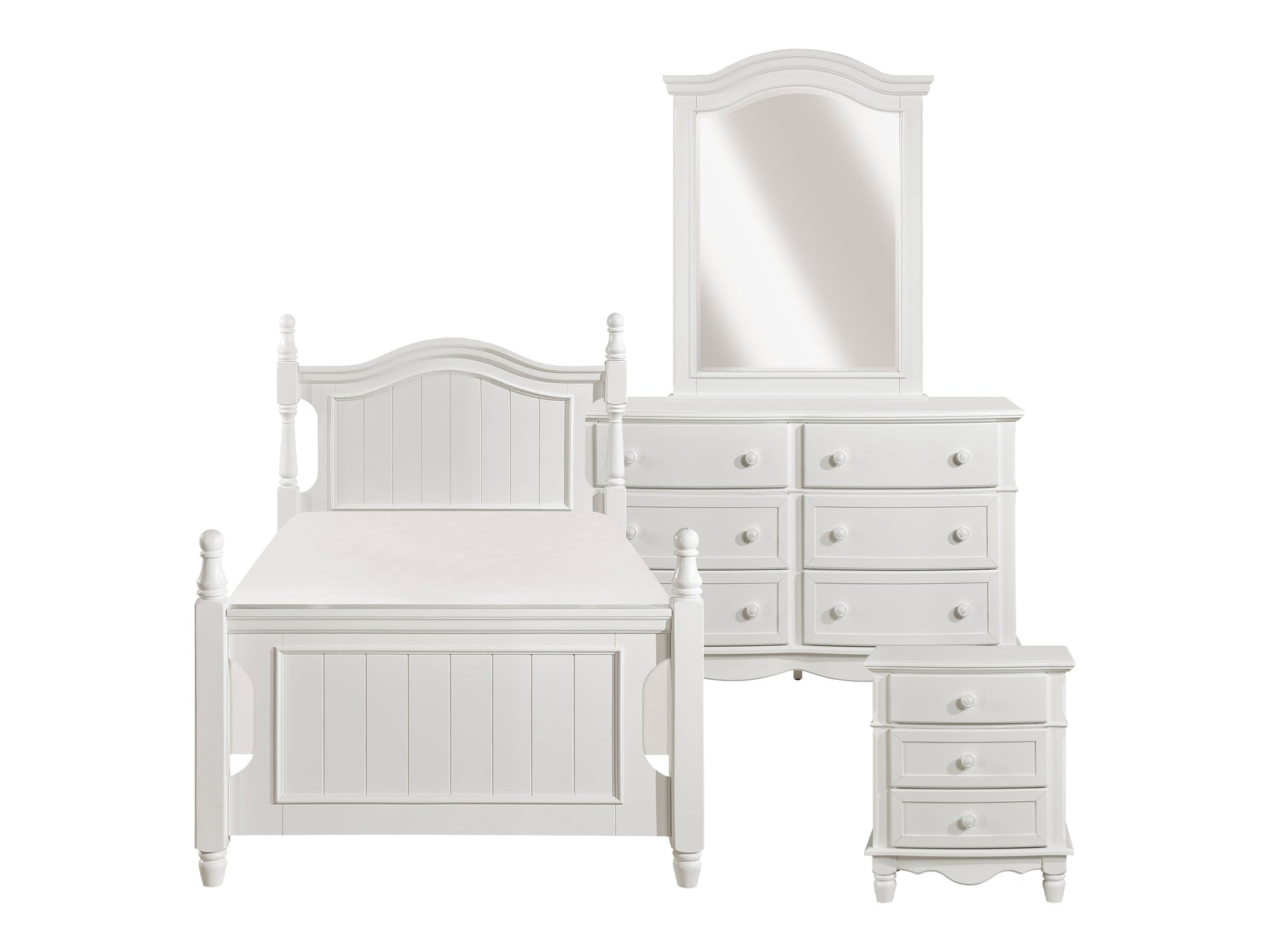 Clementine White 4-piece Twin Bedroom Set - Ornate Home