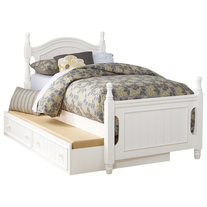Clementine White Full Platform Bed with Twin Trundle - Ornate Home