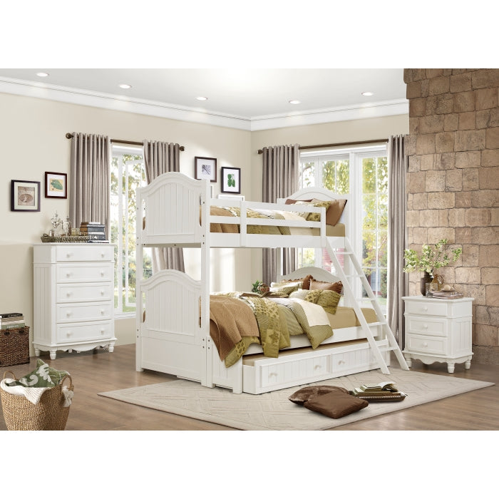 Clementine White Twin/Full Bunk Bed - Ornate Home