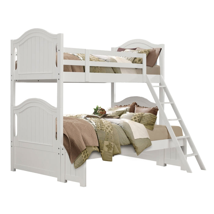 Clementine White Twin/Full Bunk Bed with Twin Trundle - Ornate Home