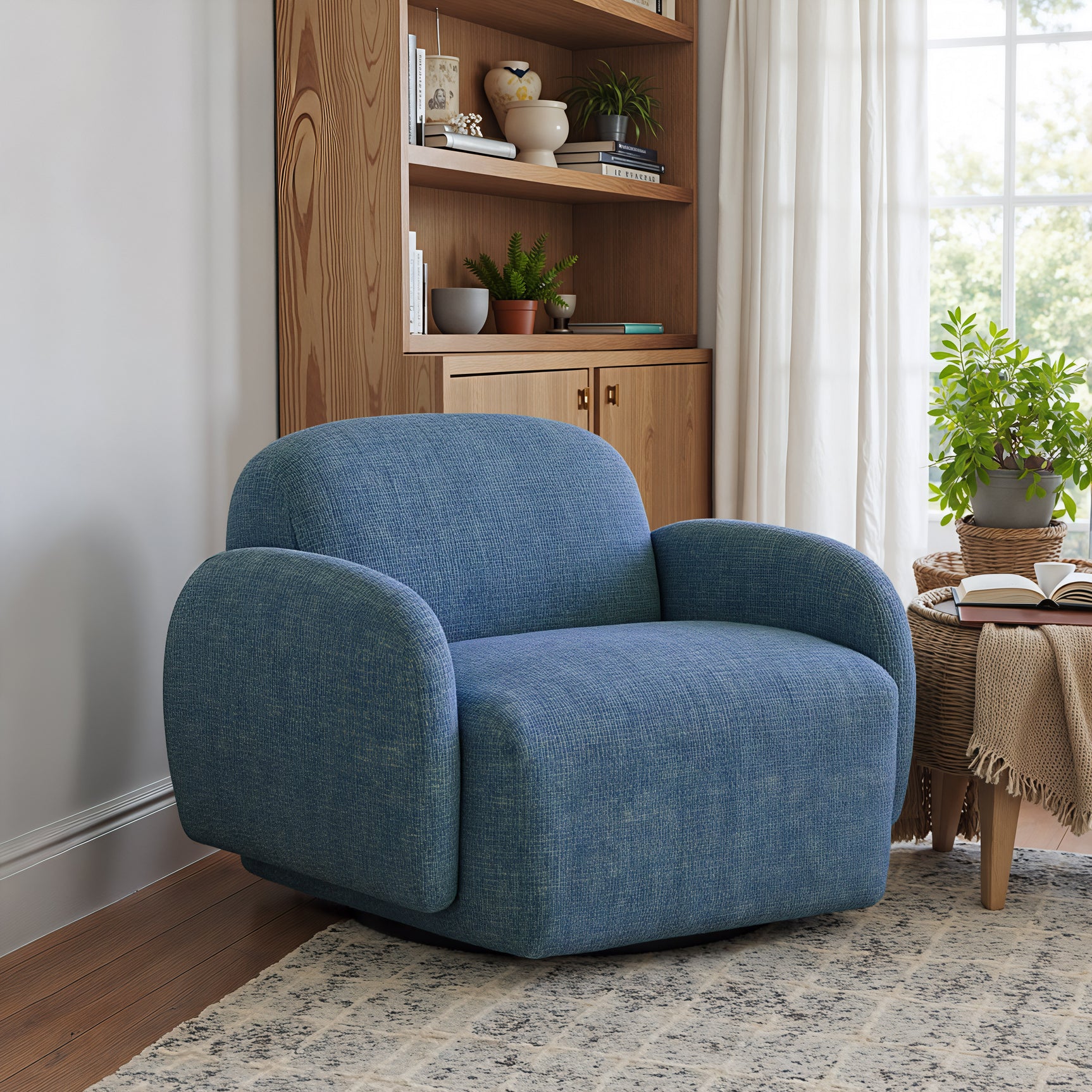 Cleo Blue Swivel Chair