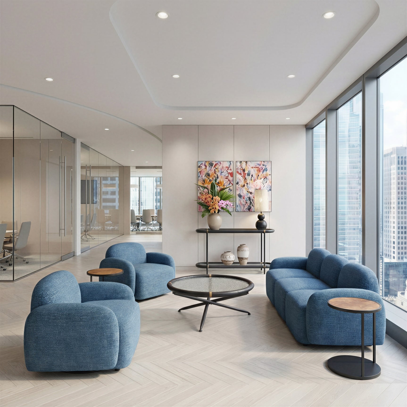 Cleo Blue Swivel Chair