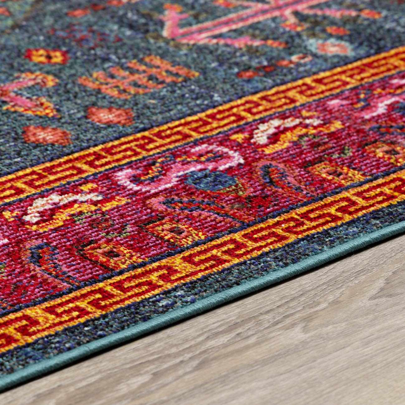 Cleveland Colorful Traditional Area Rug - Teal, Aqua, Navy - Ornate Home