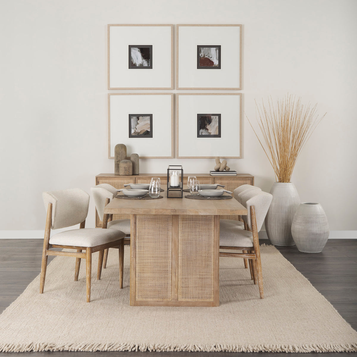 Cline Cream/Brown Curved Back Dining Side Chair (Set of 2) - Ornate Home
