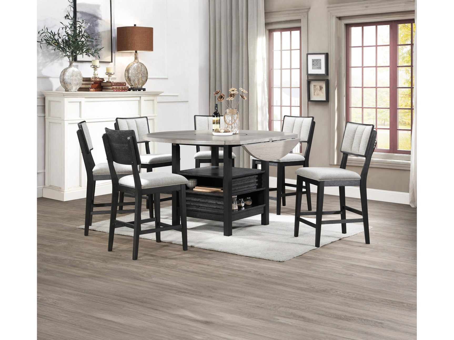Cline Light Gray/Black Counter Height Dining Set - Ornate Home