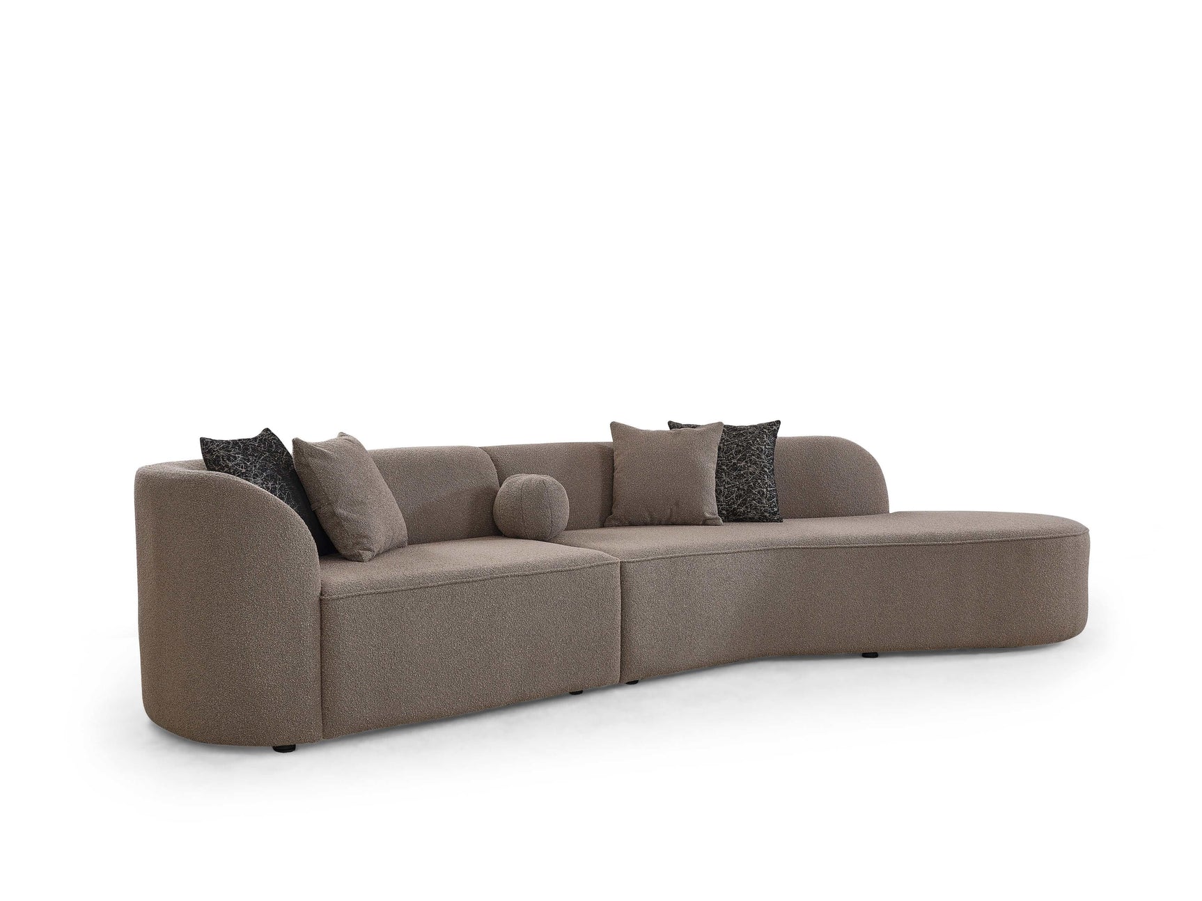 Cloe Mink Boucle 2pc Curved Sectional Sofa - Ornate Home